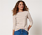Shirt mit 3/4-Arm, beige-fliederfarben gestreift