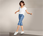 Bedruckte Stretchhose in 3/4-Länge, blau