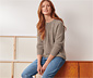 Grobstrick-Pullover mit Zopfmuster