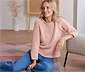 Grobstrick-Pullover aus Bändchengarn, roséfarben