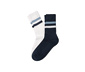 2 Paar Rippstrick-Socken, blau und weiß