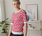 Feinstrick-Pullover, rot-weiß gestreift