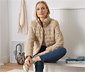 Steppjacke mit Strickkragen, beige