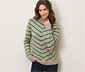 Gestreifter Strickpullover mit Stehkragen, creme