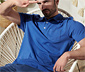Jersey-Poloshirt, azurblau