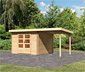 Karibu Gartenhaus mit 2 m Anbaudach »Baltasar 5«, naturbelassen, 28 mm