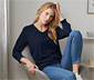 Blusenshirt mit 3/4-Arm, dunkelblau