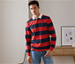 Langarm-Poloshirt, navyfarben-rot