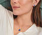 Kette, 925 Silber rhodiniert, mit blauem Kristall und Zirkonia
