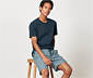 Shorty-Pyjama mit gewebter Hose