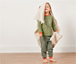 2 Kleinkinder-Pyjamas, blau gestreift und olivgrün