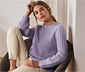 Grobstrick-Pullover mit Wolle, fliederfarben meliert