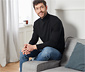 Merino-Pullover mit Rollkragen, schwarz