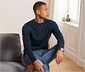 Merino-Pullover mit Rundhalsausschnitt, dunkelblau