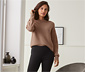 Strickpullover mit kleinem Stehkragen, beige