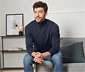 Merino-Pullover mit Rollkragen, dunkelblau