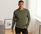 Merino-Pullover mit Polokragen, olivgrün