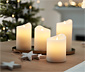 4 LED-Echtwachskerzen, cremeweiß