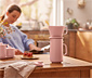 Kaffeekanne mit Filter, rosa