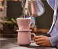 Kaffeebecher mit Filter, rosa
