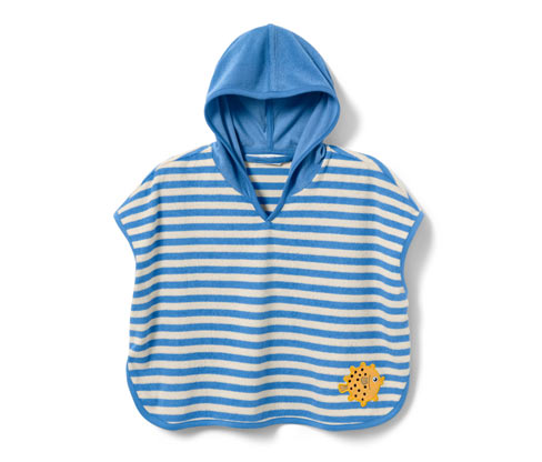Tchibo - Kinder-Frottierponcho - Gr. 110/116 - weiß/gestreift