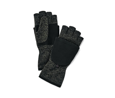 Tchibo - Strickfleece-Klappfäustlinge - Herren - Gr. 7,5 - schwarz