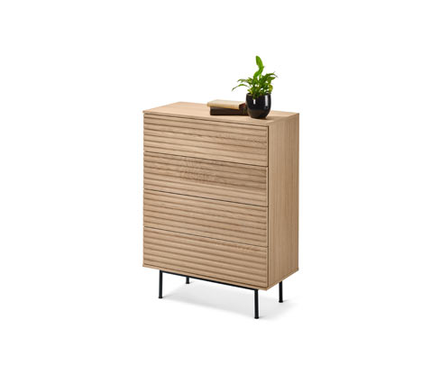 Tchibo - Kommode »Finnsbo« mit Lamellenoptik - 80x40x108,3cm - schwarz - Holz / Echtholzfurnier / Stahl