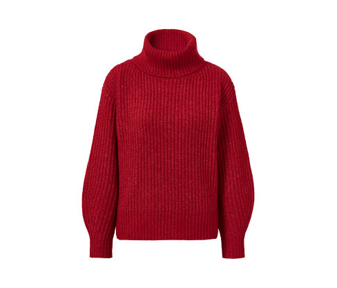 Tchibo - Grobstrick-Pullover mit Rollkragen - Damen - Gr. L - rot