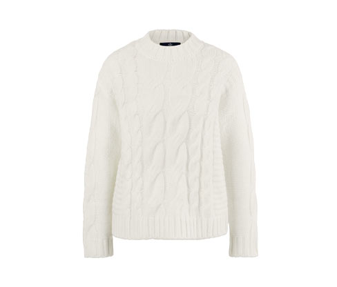 Tchibo - Strickpullover mit Zopfmuster - Damen - Gr. M - creme
