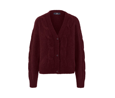 Tchibo - Strickjacke mit Zopfmuster - Damen - Gr. M - dunkelrot