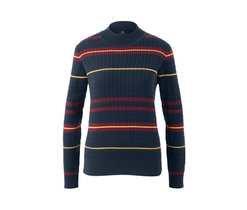 Tchibo - Feinstrickpullover mit Zopfmuster - Damen - Gr. L - dunkelblau/gestreift