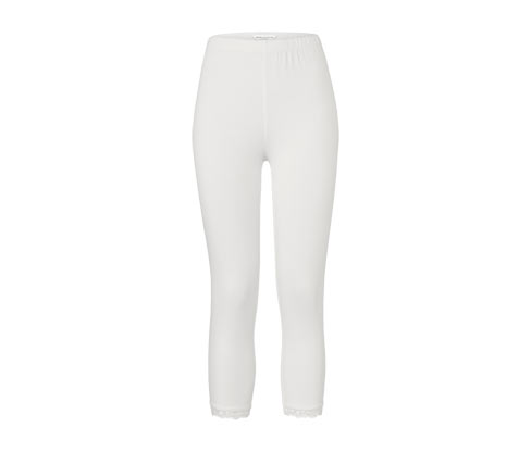 Tchibo - 3/4-Leggings mit Spitzenborte - Damen - Gr. S - weiß