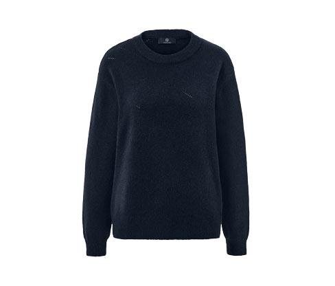 Strickpullover mit Ajour-Muster - Damen - Gr. XL - dunkelblau