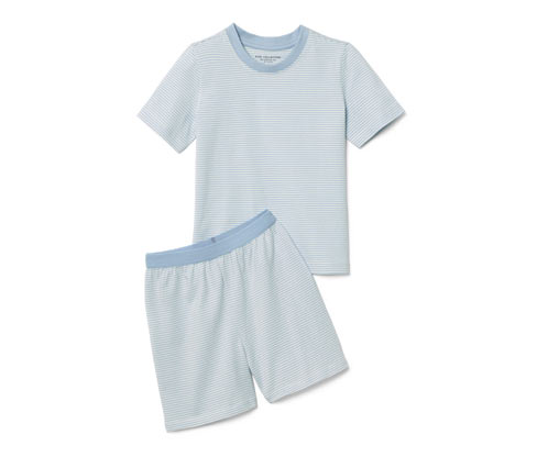 Tchibo - Kinder-Shorty-Pyjama - Gr. 110/116 - hellblau/gestreift