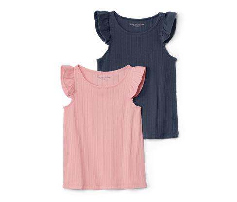 Tchibo - 2 Kinder-Shirts mit Ajourmuster - Mädchen - Gr. 110/116 - blau