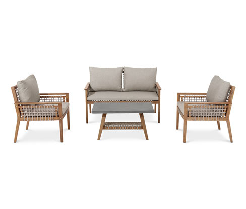Tchibo - Lounge-Set mit Textilgeflecht - 130x73x81,5cm - dunkelgrau - Akazienholz / Polypropylen / Polyester