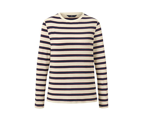 Tchibo - Geripptes Langarmshirt - Damen - Gr. L - dunkelblau/gestreift