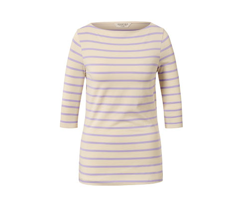 Tchibo - Shirt mit 3/4-Arm - Damen - Gr. XL - lila/gestreift