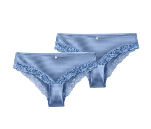 Tchibo - 2 Brazil-Slips - Damen - Gr. L - blau/gestreift