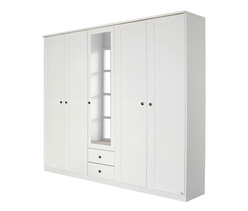 rauch Kleiderschrank »Rosenheim« - 226x56x212cm - weiß - Holz / Glas / Metall