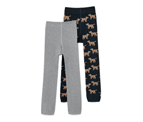 Tchibo - 2 Kinder-Strickleggings mit Stickerei - Herren - Gr. 122/128 - dunkelblau/jacquard