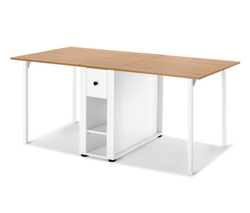 Tchibo - Esstisch mit einklappbaren Tischplatten - 168,5x86x72,5cm - schwarz - Holz / Buchenholz / Metall