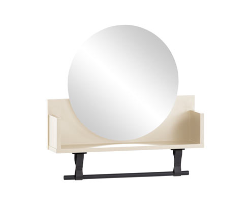 Tchibo - Spiegelregal »Lovund« - 60x13,5x59cm - schwarz - Holz / Kunststoff / Leder