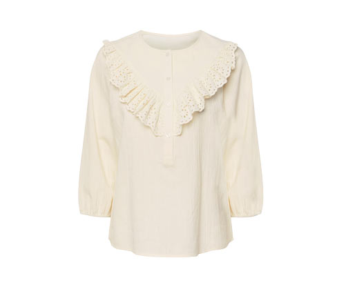 Tchibo - Bluse mit Volantkragen - Damen - Gr. 46 - creme