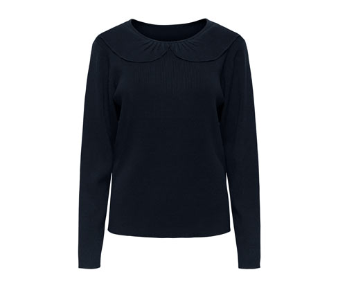Tchibo - Feinstrick-Pullover mit Kragen - Damen - Gr. XS - dunkelblau