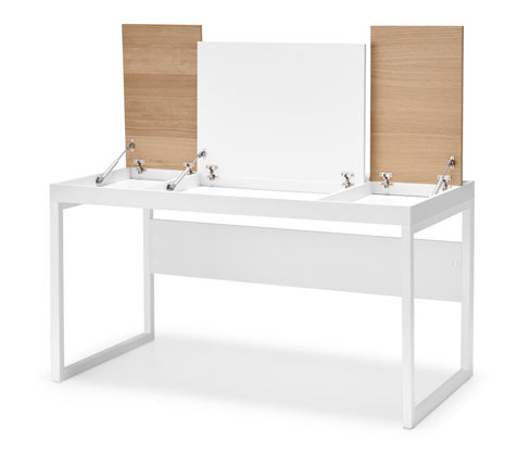 Tchibo - Schreibtisch mit Klappfächern - 140,5x71x75,5cm - braun - Holz / Eichenholz / Buchenholz