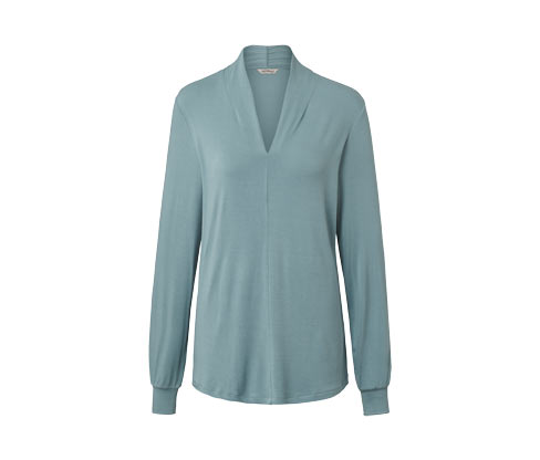 Tchibo - Langarmshirt mit V-Ausschnitt - Damen - Gr. M - blau