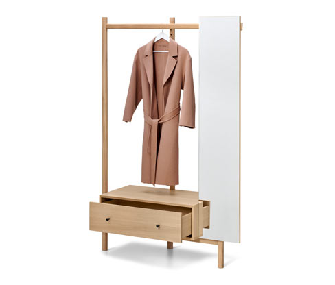 Tchibo - Garderobe mit Spiegel - 116x45,5x180cm - schwarz - Eichenholz / Holz / Echtholzfurnier
