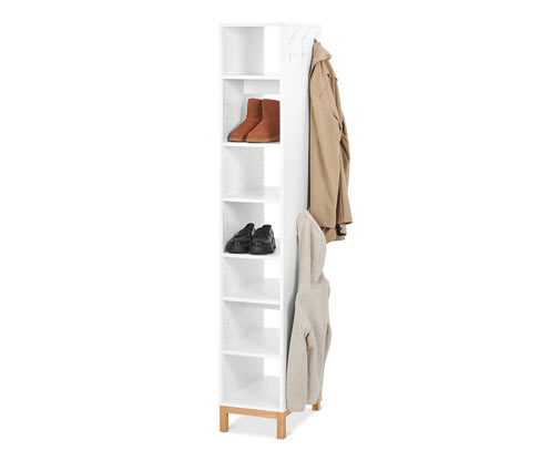 Tchibo - Schuhregal mit Garderobe - 37,5x50x189cm - braun - Holz / Eschen-Massivholz / Metall