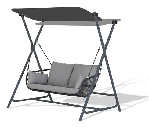 Leco Hollywoodschaukel - 171x130x173cm - anthrazit - Stahl / Kunststoff / Polyethylen